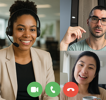 Colleagues having video conference